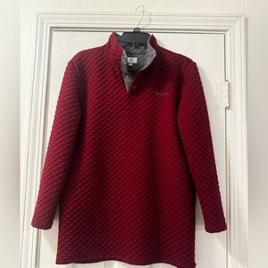 Properly tied  Quilted Snap-Quarter Pullover - Deep Red